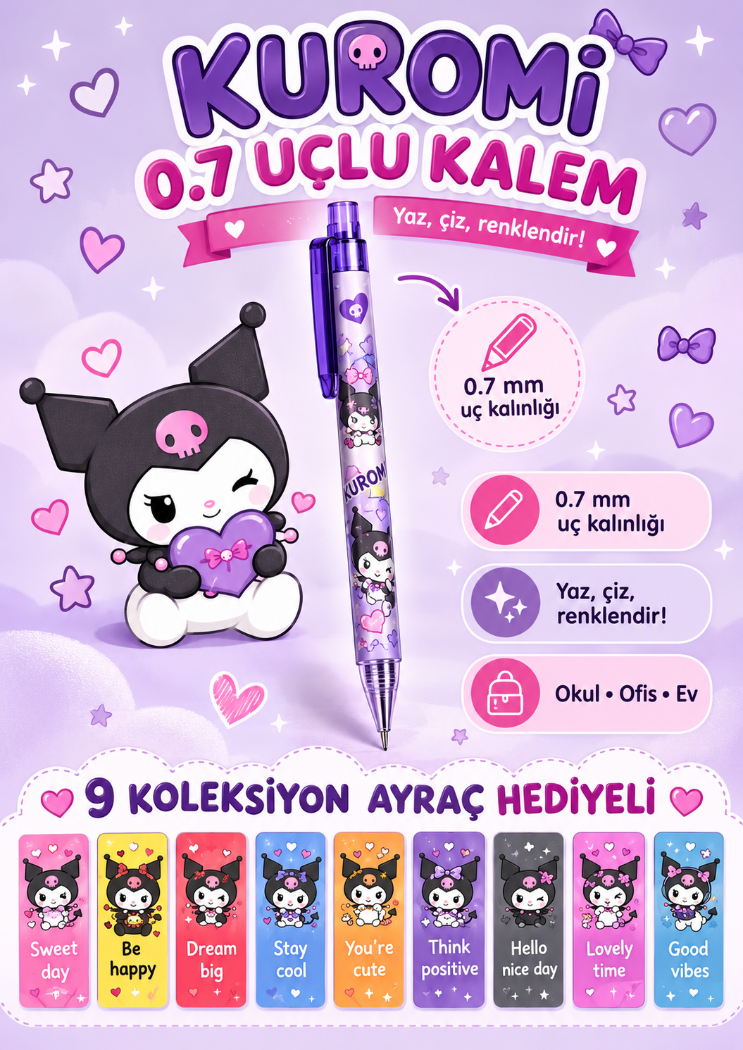 Kuromi 0.7 Uçlu Kalem